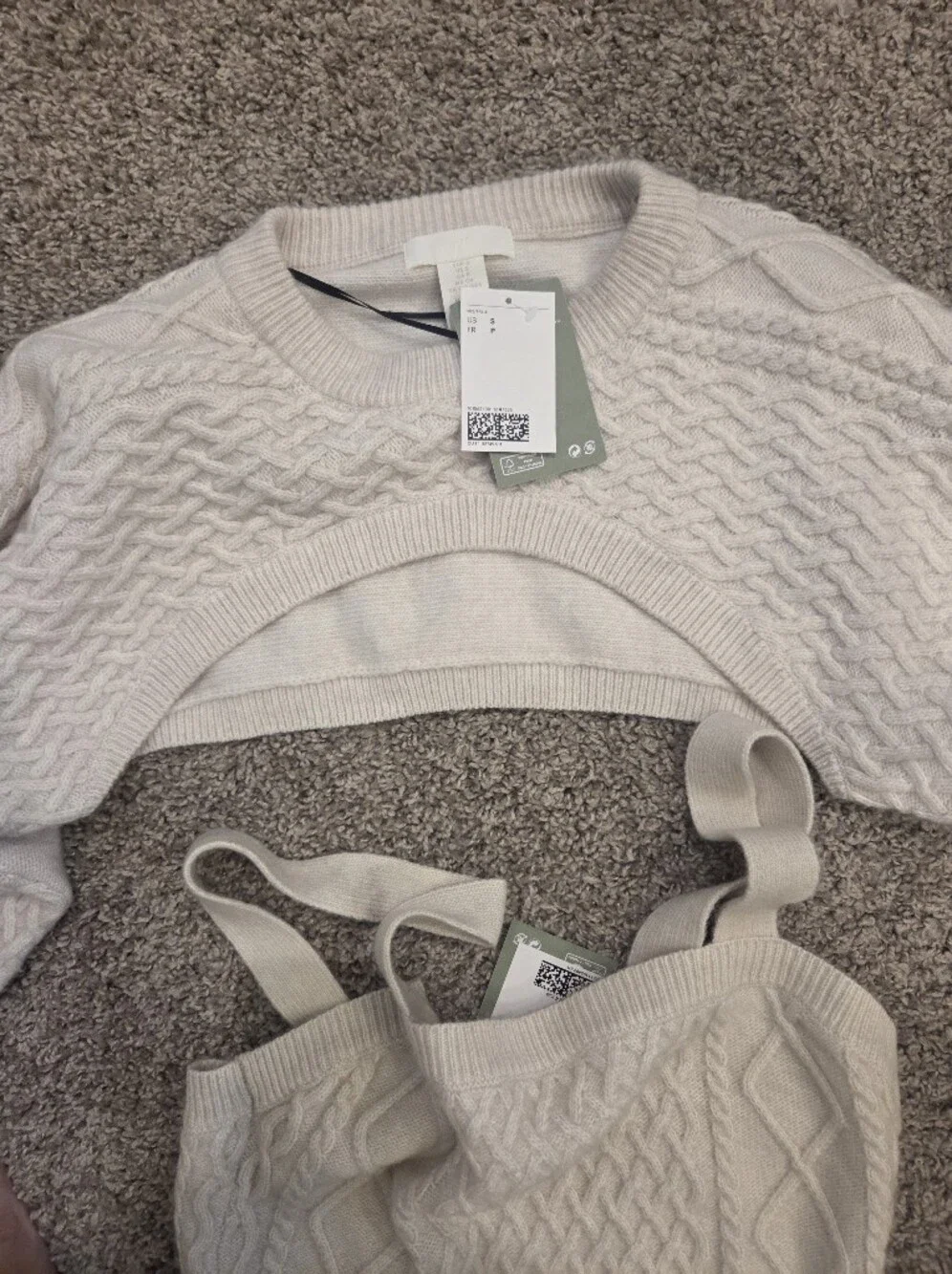 H&M 2 Piece Cable Knit Ivory Sweater Dress - Picture 4 of 4
